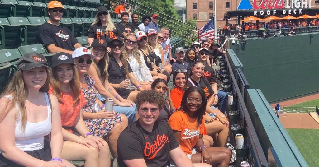 2025 intern group at the O's game